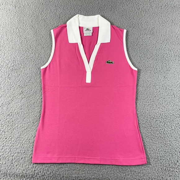 Lacoste Tops - Lacoste Sport Polo Shirt Women US Size M (EU/6) Pink Sleeveless V-Neck‎ Top NWT